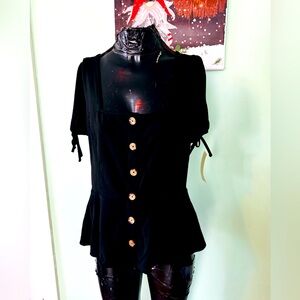 Emerette Faux Button Peplum Blouse (NWT)